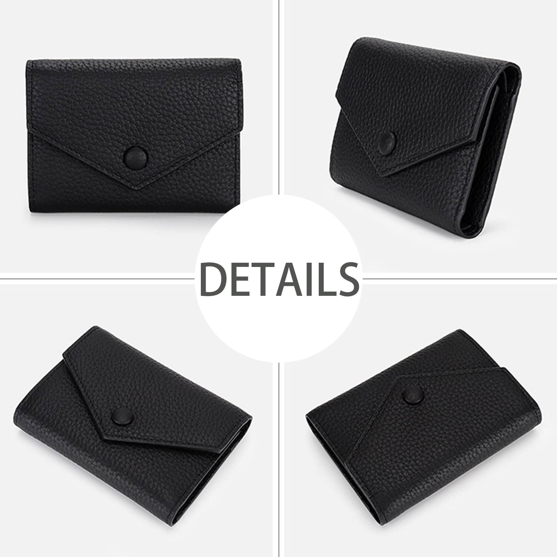 Genuine Leather Simple folding envelope coin wallet - Image 8