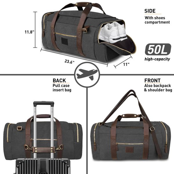 Large Capacity Canvs Backpack Duffel Bag For Travel - Image 6
