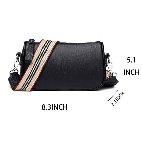 Faux Leather stylish wide shoulder strap cross-body bag - Image 5