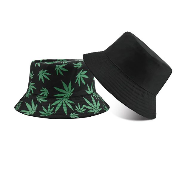 Hip Hop Cap Maple Leaf Sun Flat Top Bucket Hat - Image 2