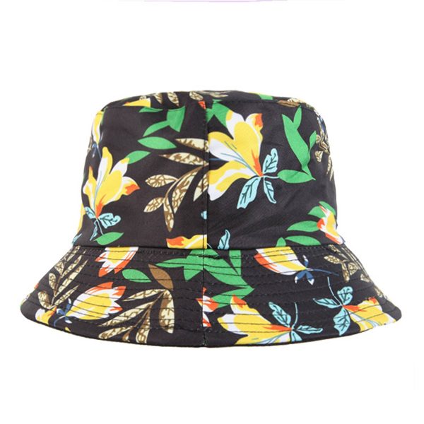 Polyester Bucket hat with tropical foliage pattern - Image 3
