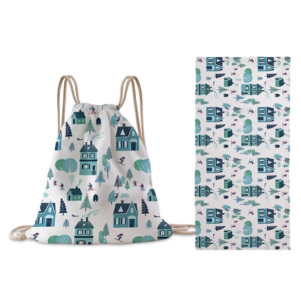 Folding Beach Towel w/ Drawstring Bag