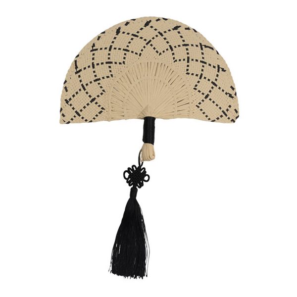 Handwoven Straw Fan W/ Elegant Tassel - Image 3