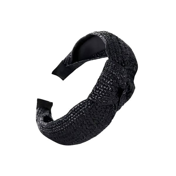 Wide Brim Straw Headband for Women – Elegant Knot Design - Image 2