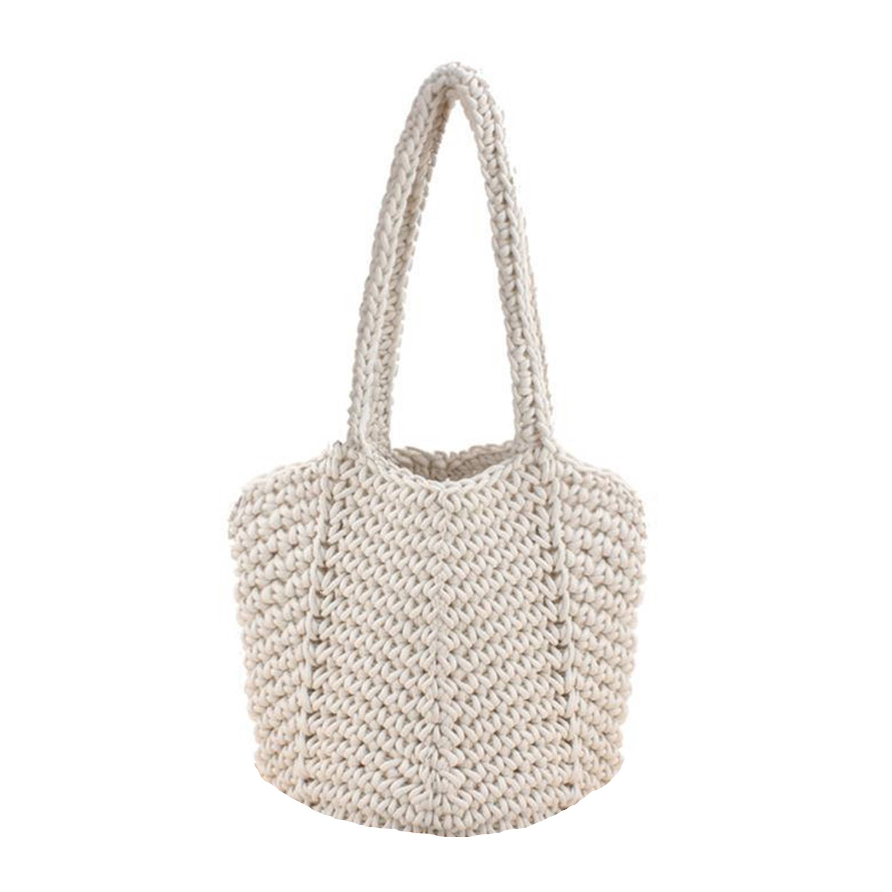 Jute Women Cotton Knitted Tote Mesh Beach Bag - Image 3