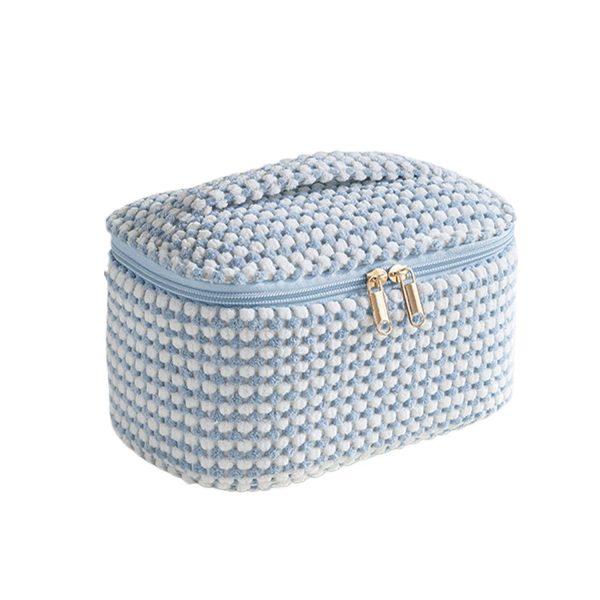 Large Capacity Corduroy Makeup Bag w/ Mesh Pocket