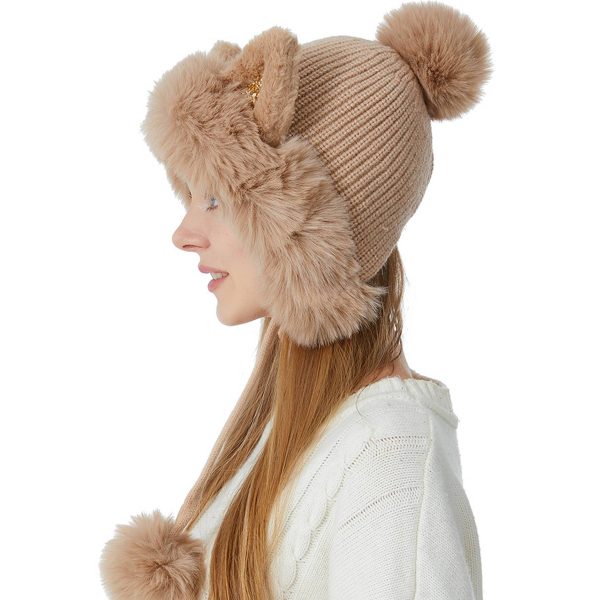 Women Winter Warm Cute Cat Ears Knitted Beanie Hat - Image 8