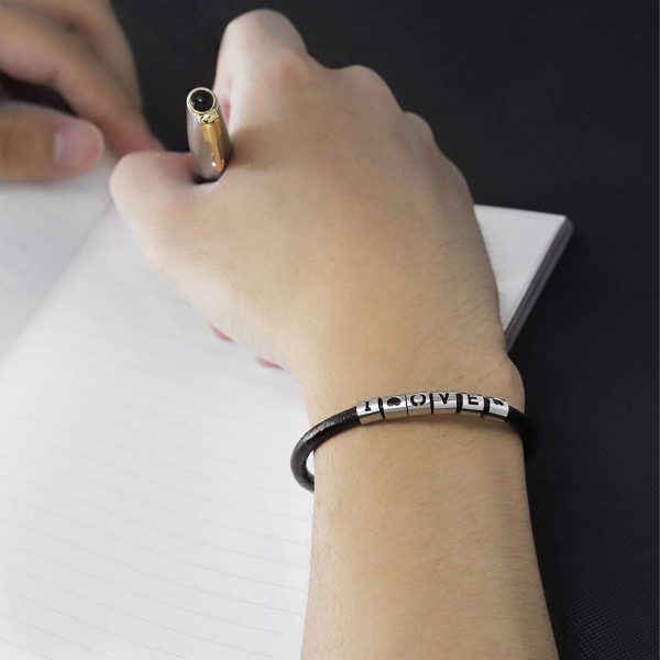 Letter Leather Rope Bracelet for Men - Image 4