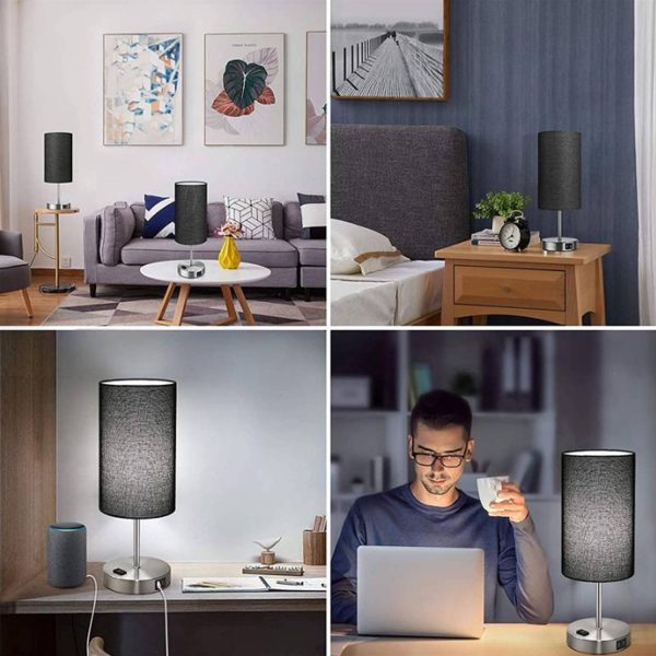 USB Ports Dimmable Touch Control Metal Table Lamp - Image 5