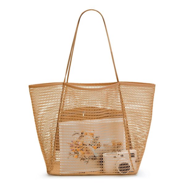 Polyester Casual Beach Mesh Tote Bag