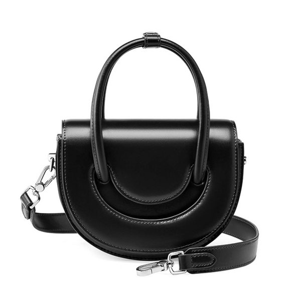 Genuine Leather Solid shoulder cross-body tote bag - Image 3