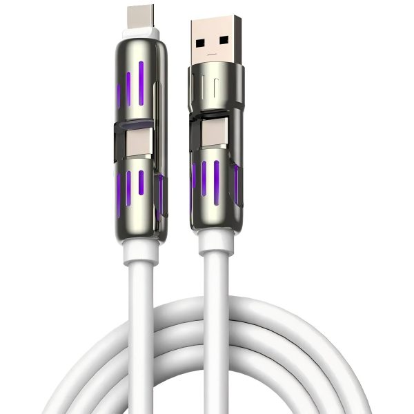 240W 4-in-1 Fast Charging Cable with LED – TPE Material