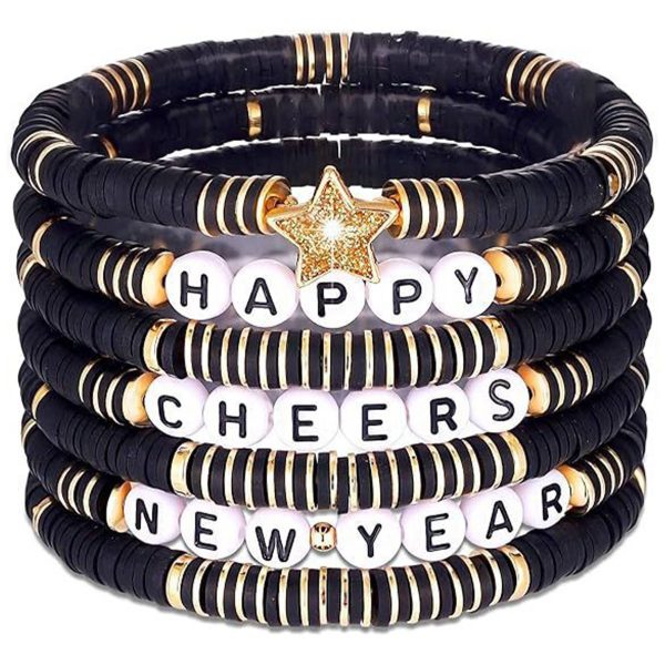 Plastic Black and white star heart smiley face bracelet