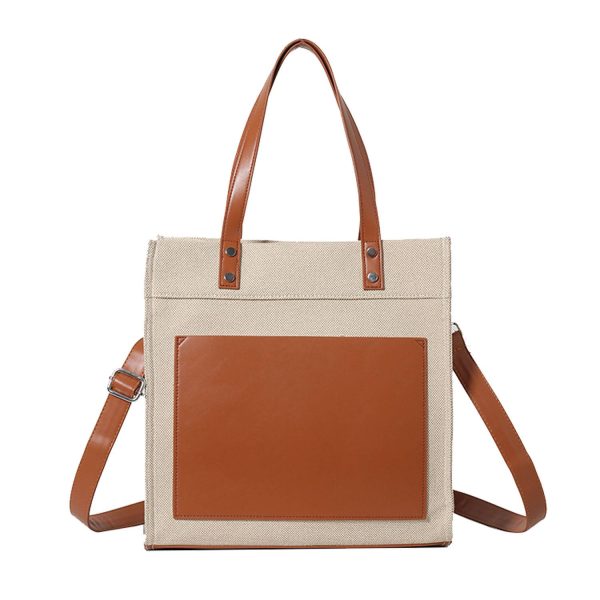 Canvas Tote Bag PU Leather Handles Adjustable strap - Image 2
