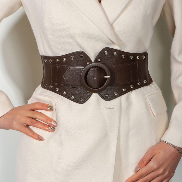 Adjustable Elastic PU Leather Women Belt w/ Alloy Buckle - Image 6