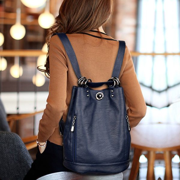 Pu high-capacity Bucket Backpack Women - Image 6