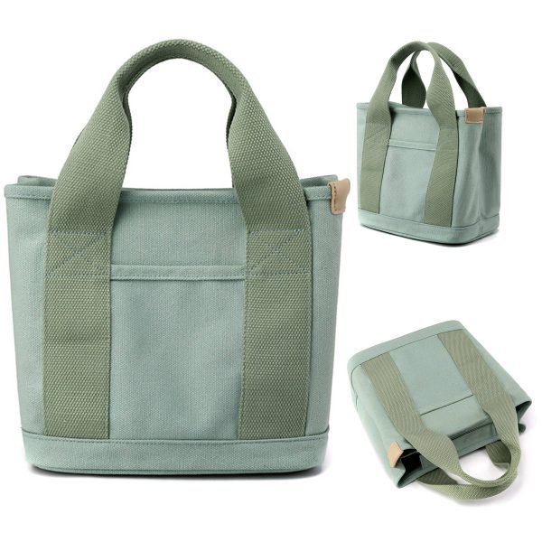 Canvas Small Tote Bag Handbag with Zipper - Image 7
