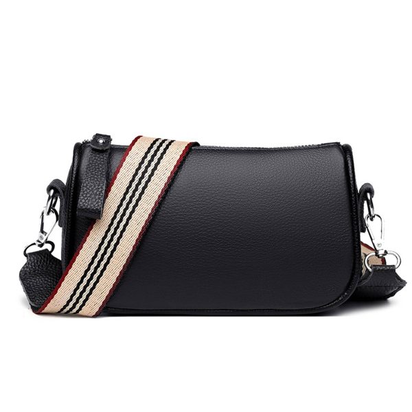 Faux Leather stylish wide shoulder strap cross-body bag - Image 3