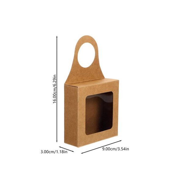 Kraft Paper Wine Bottle Box w/ Window Hanging Foldable - Image 6