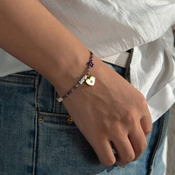 Steel Simple daisy flower beaded bracelet - Image 2