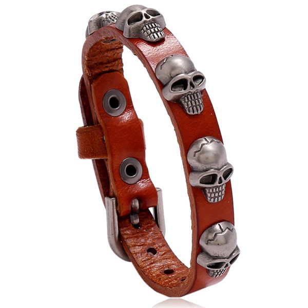 PU Punk skull personality bracelet - Image 3