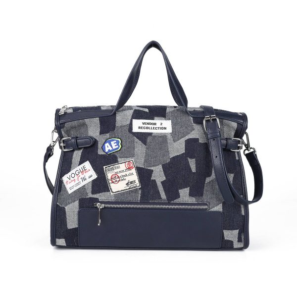Canvas Street Trend Crossbody Bag for Women - Black/Blue