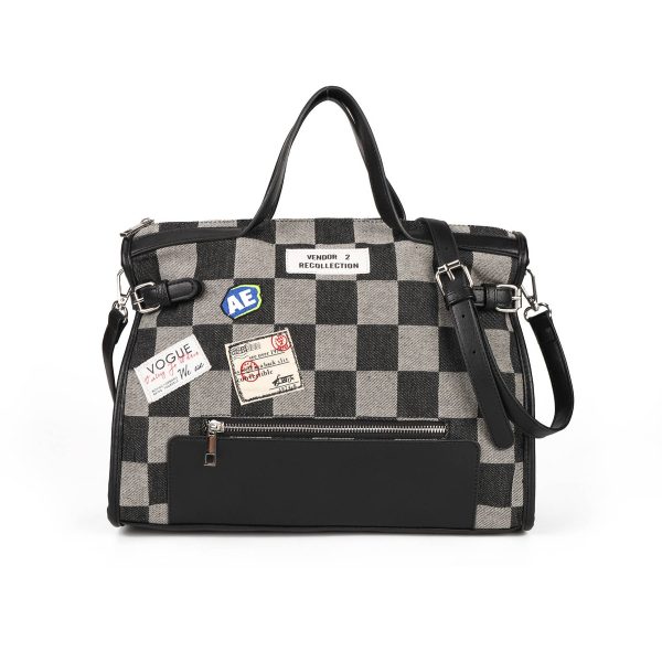 Canvas Street Trend Crossbody Bag for Women - Black/Blue - Image 2