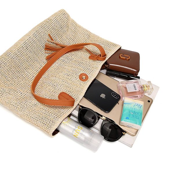 Large Straw Beach Bag for women - Image 3