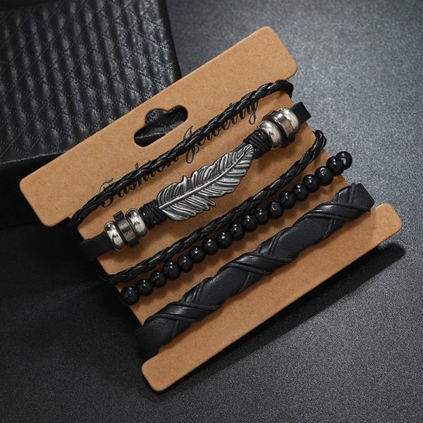 PU Simple hand-woven alloy feather bracelet - Image 3