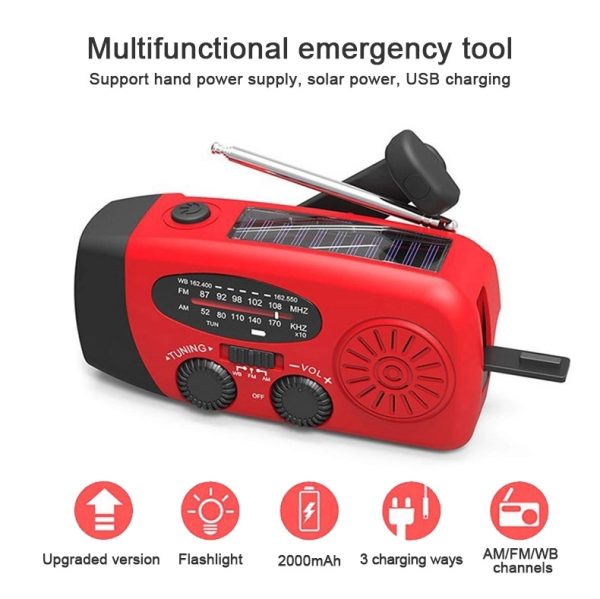 Portable Outdoor Hand Crank Self Powered Solar Weather Radio - Image 8