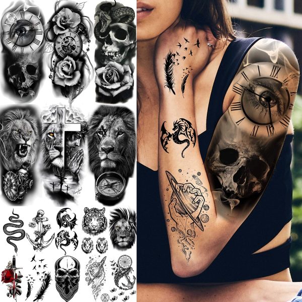 3D Forearm Half Sleeve Temporary Tattoos