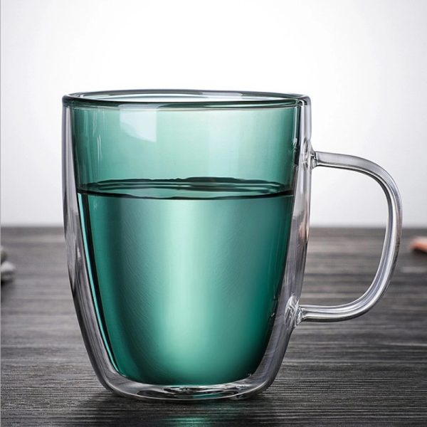 12 Oz Colored Double Walled Glass Coffee Mugs - Image 2