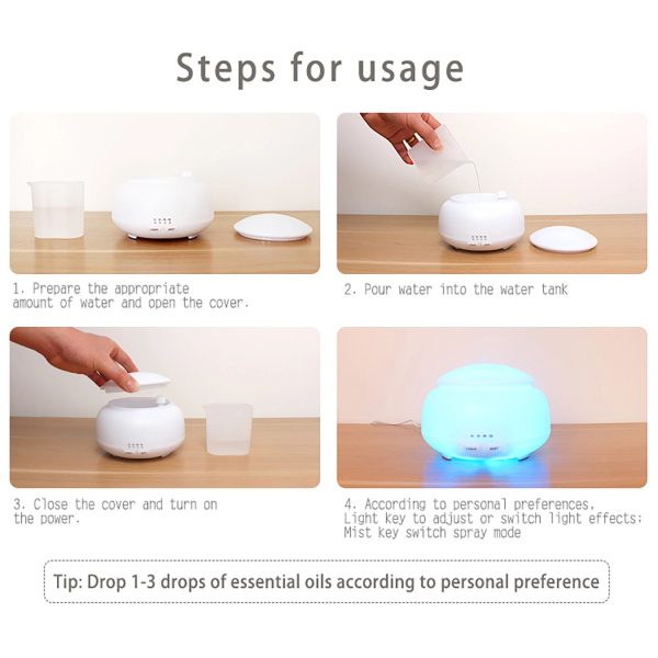 300Ml Cool Mist Humidifier With 7 Color Led Lights Changing - Image 5