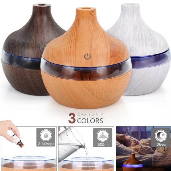 300 Ml Usb Silence Wood Grain Air Humidifier - Image 2