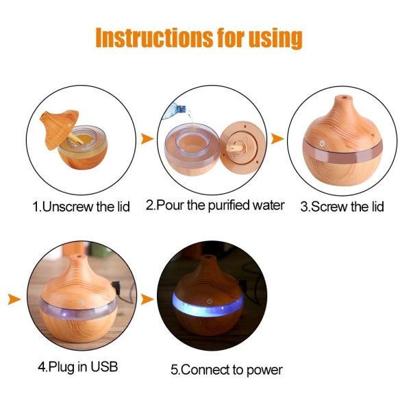 300 Ml Usb Silence Wood Grain Air Humidifier - Image 5
