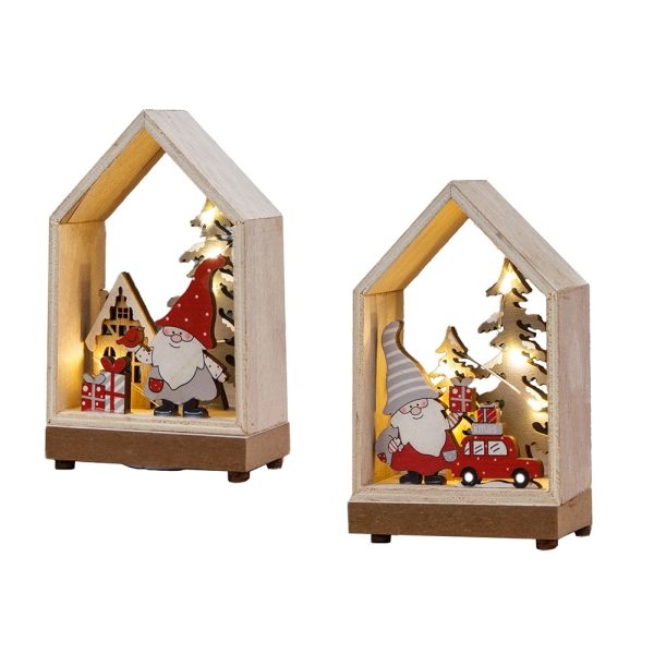 Christmas Wood Cutouts Pendants With Led Lights - Image 2