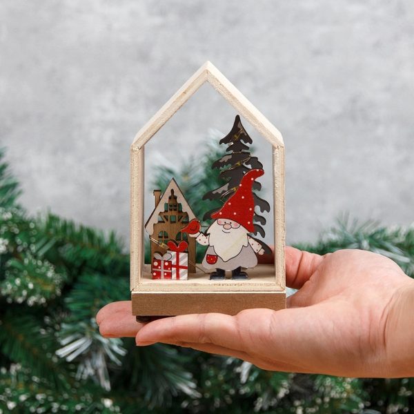 Christmas Wood Cutouts Pendants With Led Lights