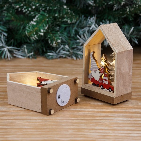 Christmas Wood Cutouts Pendants With Led Lights - Image 3