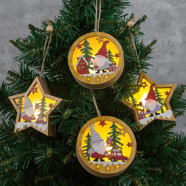 Christmas Wood Cutouts Pendants With Led Lights - Image 6