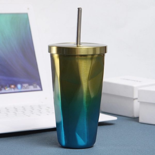 16 Oz Stainless Steel Gradient Diamond Shaped Vacuum Bottle - Image 3