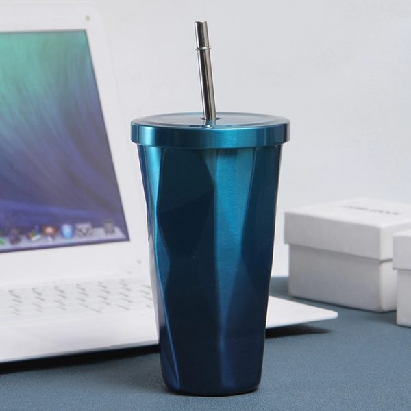 16 Oz Stainless Steel Gradient Diamond Shaped Vacuum Bottle - Image 2