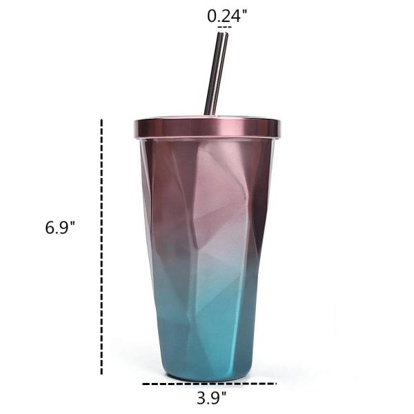 16 Oz Stainless Steel Gradient Diamond Shaped Vacuum Bottle - Image 5