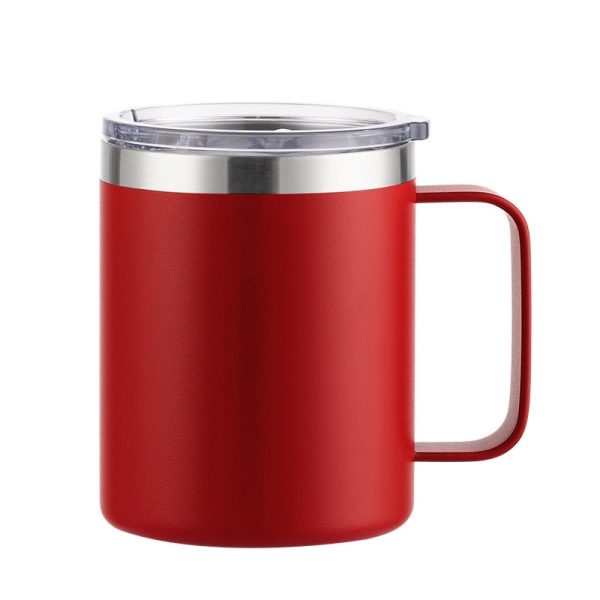 12Oz Stainless Steel Coffee Cup Mug With Lid And Handle - Image 2