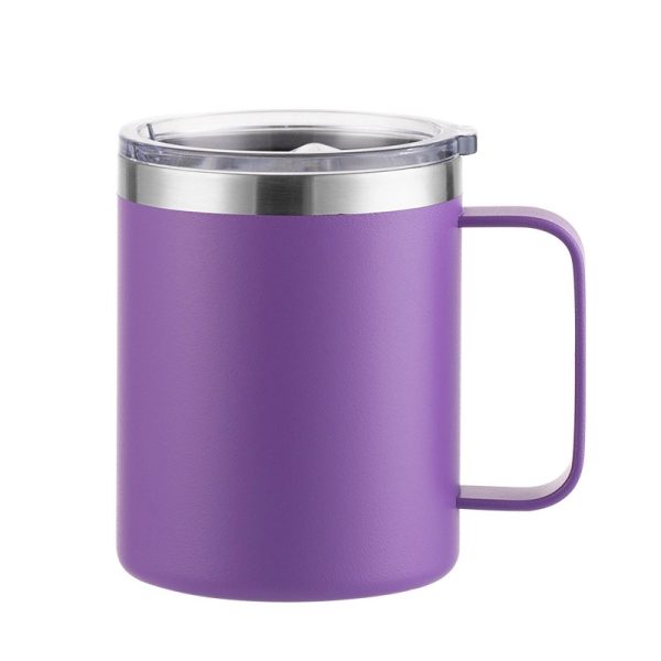 12Oz Stainless Steel Coffee Cup Mug With Lid And Handle - Image 3