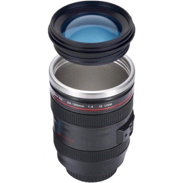 Stainless Steel Camera Lens Coffee Mug With Lid - Image 3