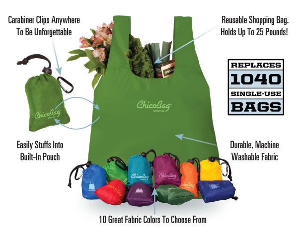 Original Reusable Tote Bag With Carabiner Clip - Image 11