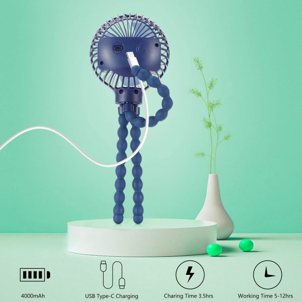 Mini Handheld Stroller Fan with Flexible Tripod 4 Speeds - Image 7
