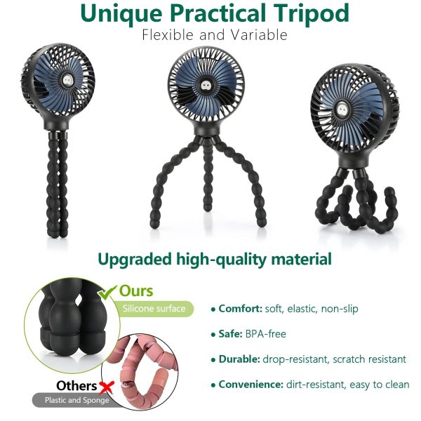 Mini Handheld Stroller Fan with Flexible Tripod 4 Speeds - Image 5