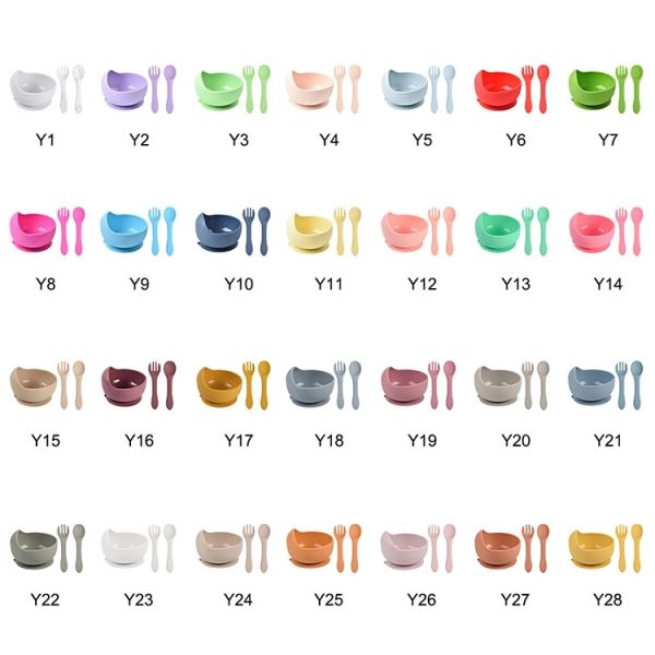 Silicone Suction Bowls for Baby with Spoon and Fork - Image 29