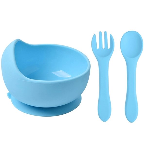 Silicone Suction Bowls for Baby with Spoon and Fork
